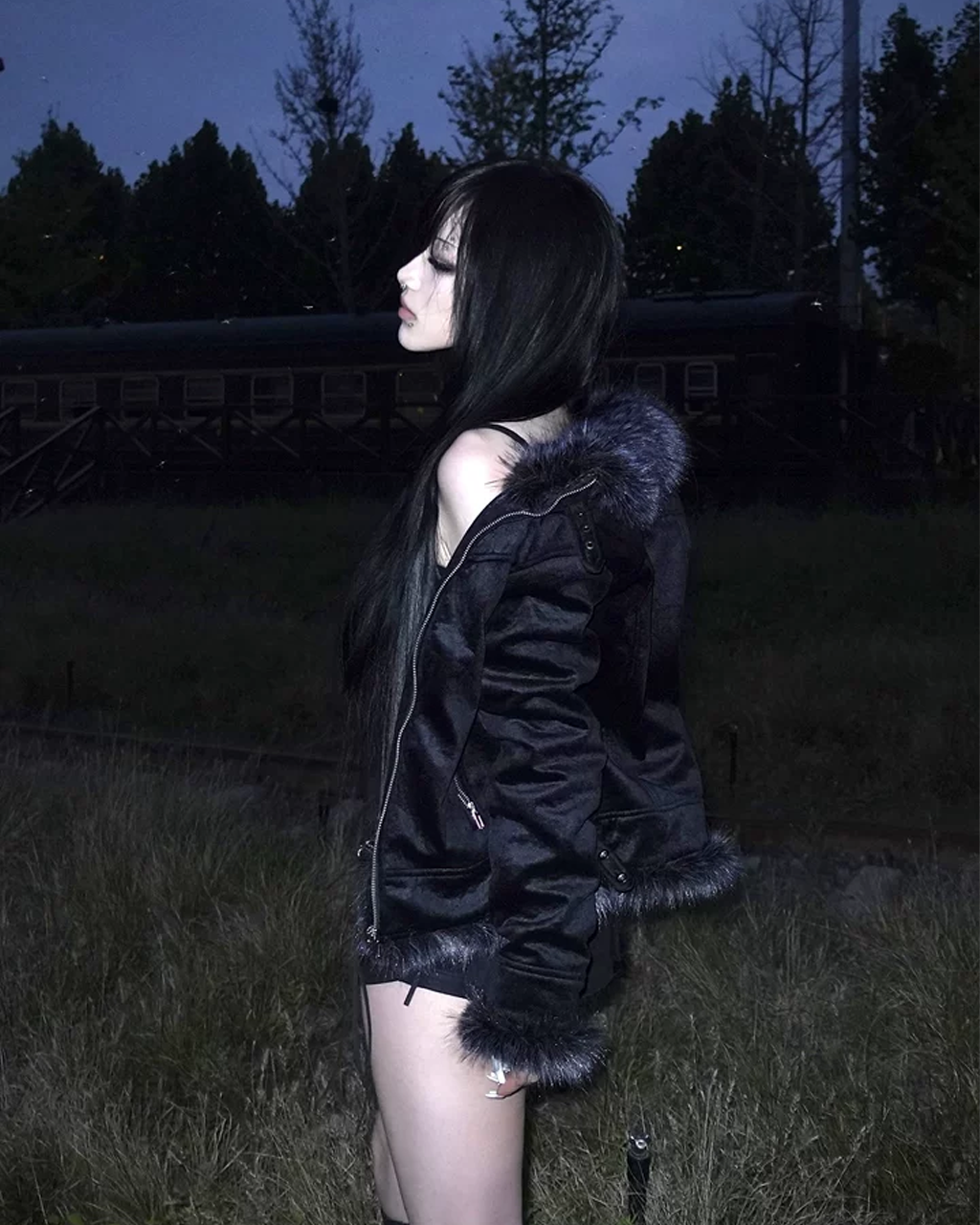 Faux Fur Trim Zip-Up Jacket