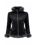 Faux Fur Trim Zip-Up Jacket
